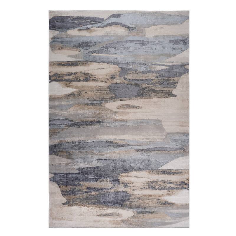 Bihe Abstract Modern Stain Resistant Woven Durable Area Rug By HomeRoots - 79.8' X '79.8' X '0.35