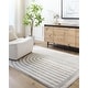 preview thumbnail 10 of 28, Livabliss Scandinavian Fossay Shag Stripe Washable Area Rug Light Beige/ Medium Gray - 2' x 2' 11"