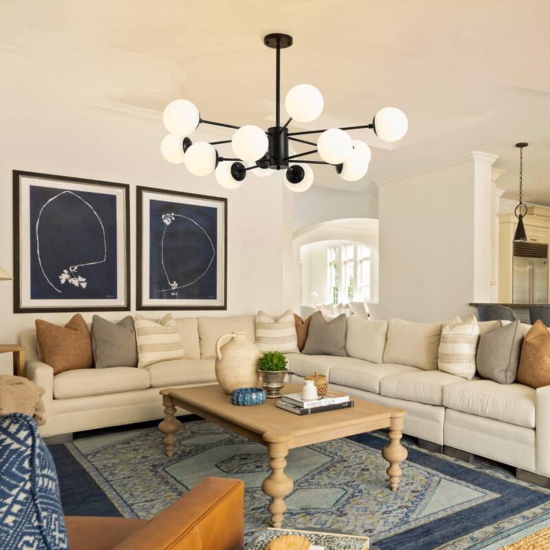 Matte Black 12-light Sputnik Chandelier
