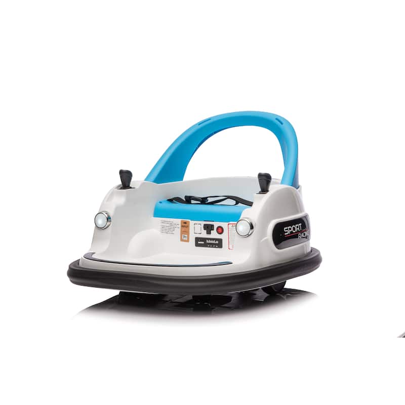 12V Kids Ride-On Bumper Car for Ages 1.5-5, Remote Control with Bluetooth & 360° Spin, Safety Belt - White