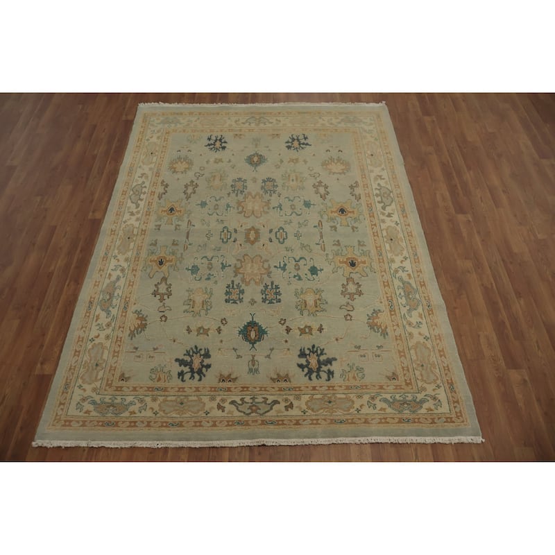 Hand Knotted Oriental 100% Wool Carpet Traditional Floral Greys & Charcoal Ziegler Area Rug - 8' 1'' X 6' 0''