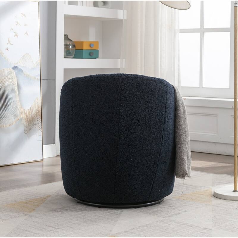 Swivel Barrel Chair,Teddy Fabric Upholstered Modern Round Accent Arm Chairs