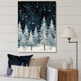 Designart "Winter Pine Tree Starry Night Sky I" Tree Pine Wall Art ...