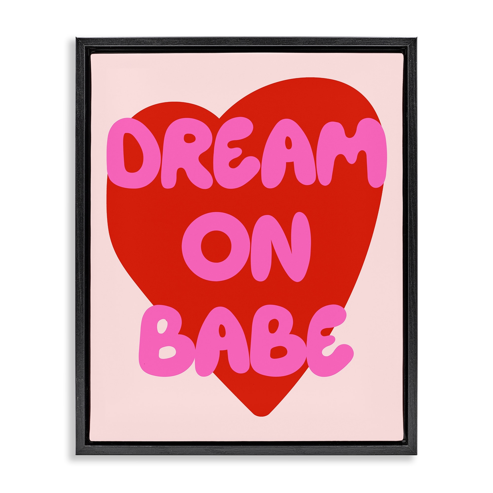Stupell Dream On Babe Red Heart Framed Floater Canvas Wall Art Design By House of Lulu