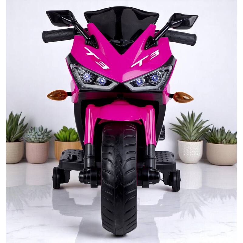 12V Kids Electric Ride-On Motorcycle with Manual Throttle, LED Wheel Lights, Bluetooth Music,Training Wheels - Ride-On car
