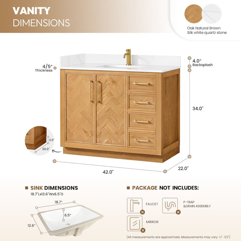Jakarta Bath Vanity with Quartz Stone Top without Mirror