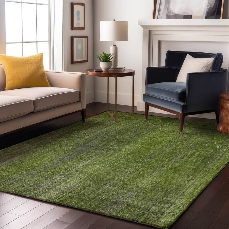 Premium Washable Super Soft Solid Abstract Mayfield Rug - Green - 10' x 14' - Rectangle