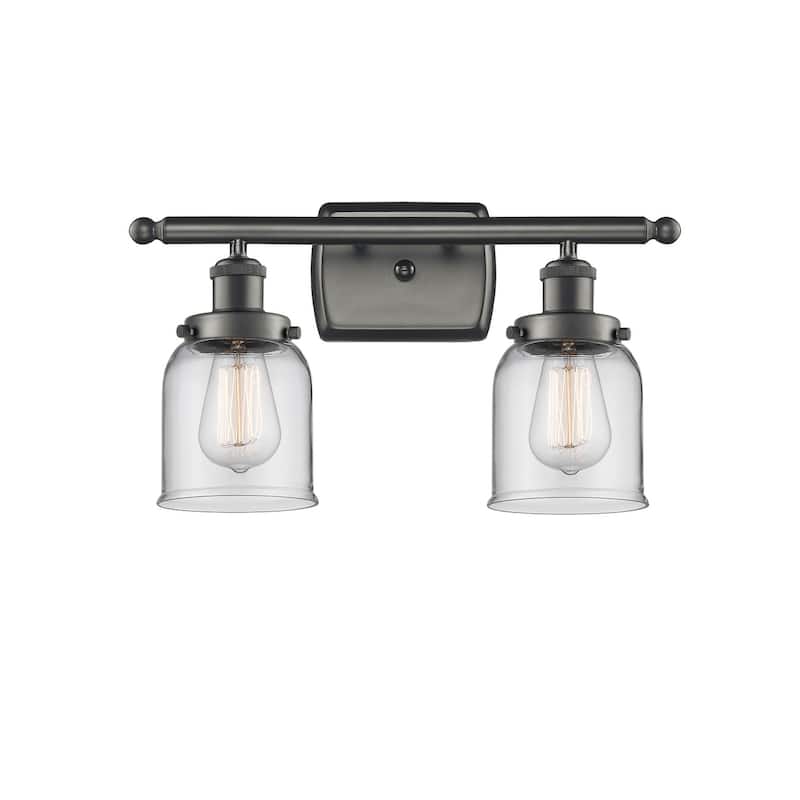 Innovations Lighting Small Bell 2 Light 16" Wide Vanity Light - Oil Rubbed Bronze / Clear