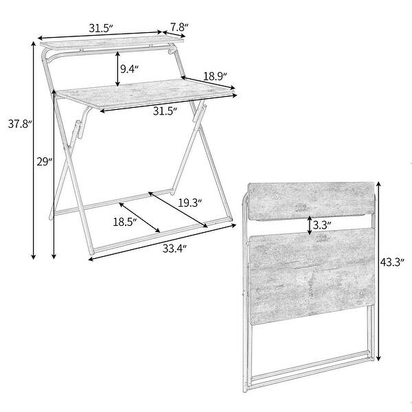 Home Office 2Tier Small Corner Folding Table Computer Desk with Shelf