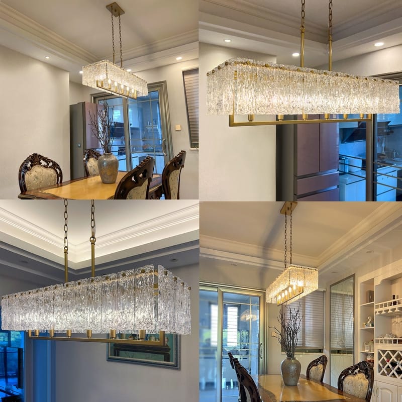 KAWOTI 41.75” Wide 6-light Rectangle Glass Kitchen Island Pendant - L 41.75" * W 12.75" * H 22.6"