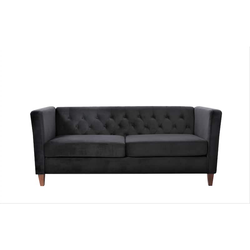 Lisette 73.3'' Velvet Square Arm Sofa - Black