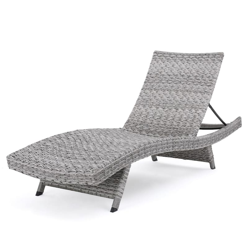 Rustic Outdoor Aluminum Frame Wicker Recliner Set of 2