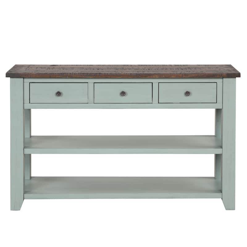 Modern Console Table with 3 Drawers and Pine Wood Top