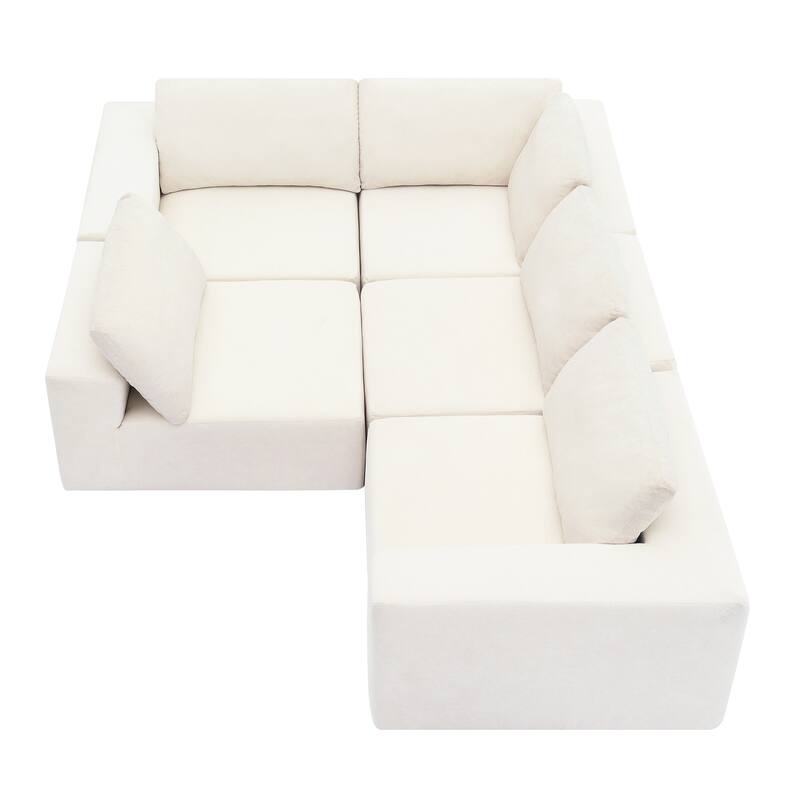 147" Fabric Modular Sectional Sofa with No Assembly, Wide Seats & Cloud Comfort