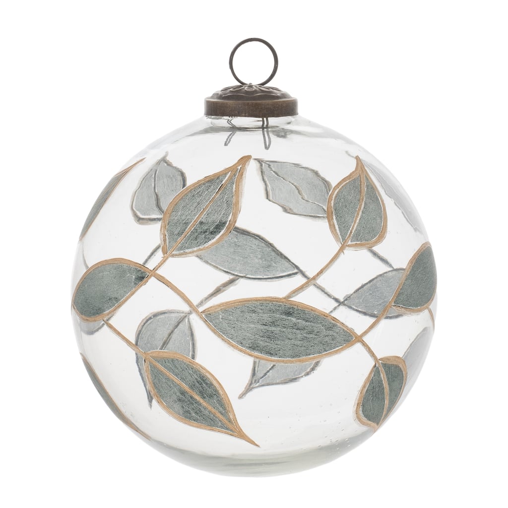 Leaf Etched Ball Ornament (Set of 4) - N/A