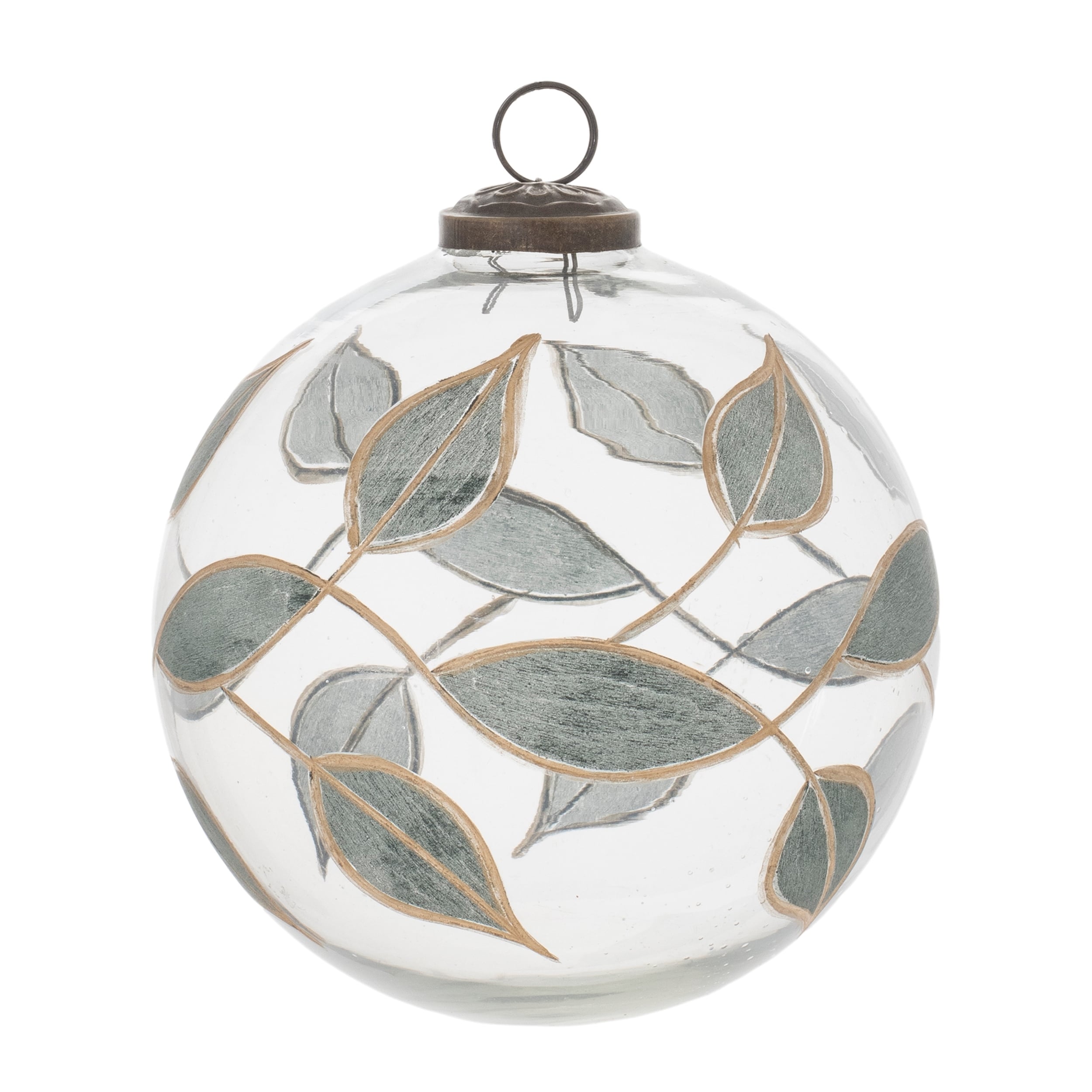 Leaf Etched Ball Ornament (Set of 4) - N/A
