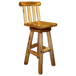 White Cedar Log Swivel Stool with Spindle back