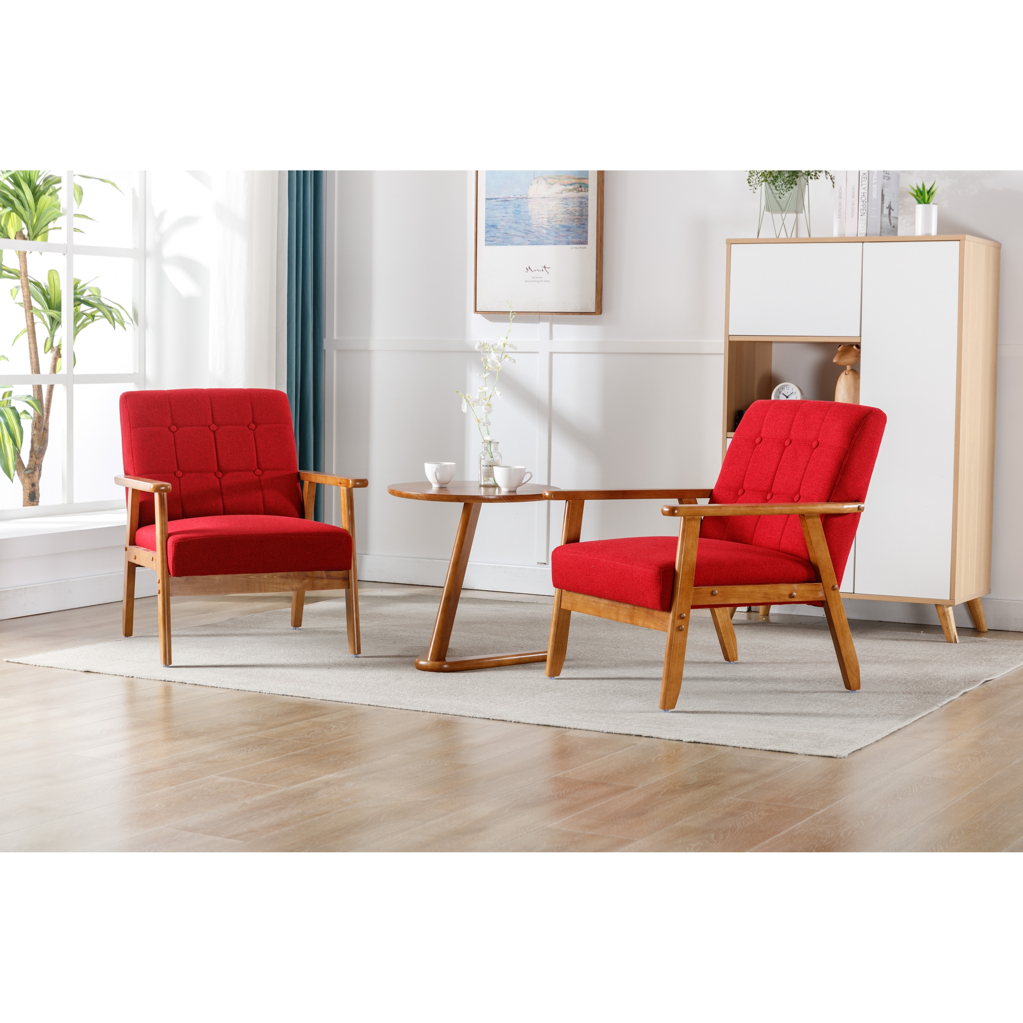 Red Living Room Leisure Reading Chair, Studio Guest Chair with