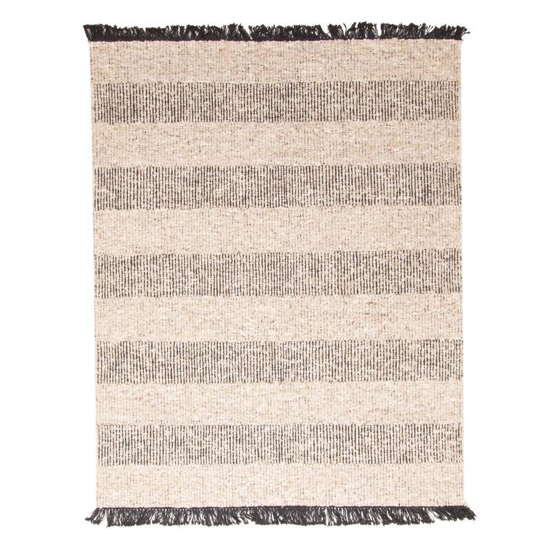 ECARPETGALLERY Braid weave Sienna Light Grey Wool Rug - 5'2 x 6'6