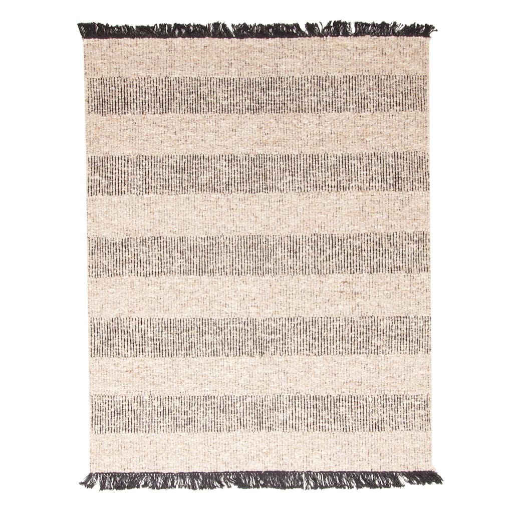 ECARPETGALLERY Braid weave Sienna Light Grey Wool Rug - 5'2 x 6'6