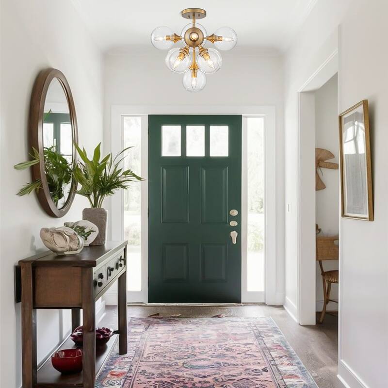 Funky 9-Light Tiered Glass Globe Bubble Semi Flush Mount 20.5in