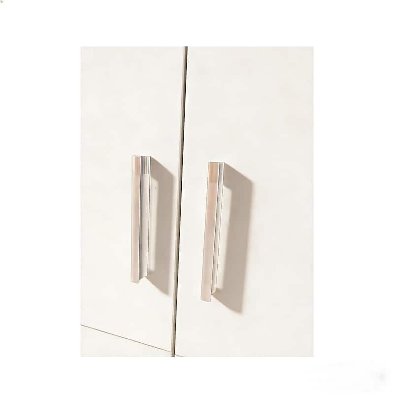 Double-door four-layer cabinet-style storage cabinet,display cabinet,wine cabinet,with remote-controlled lights,adjustable feet