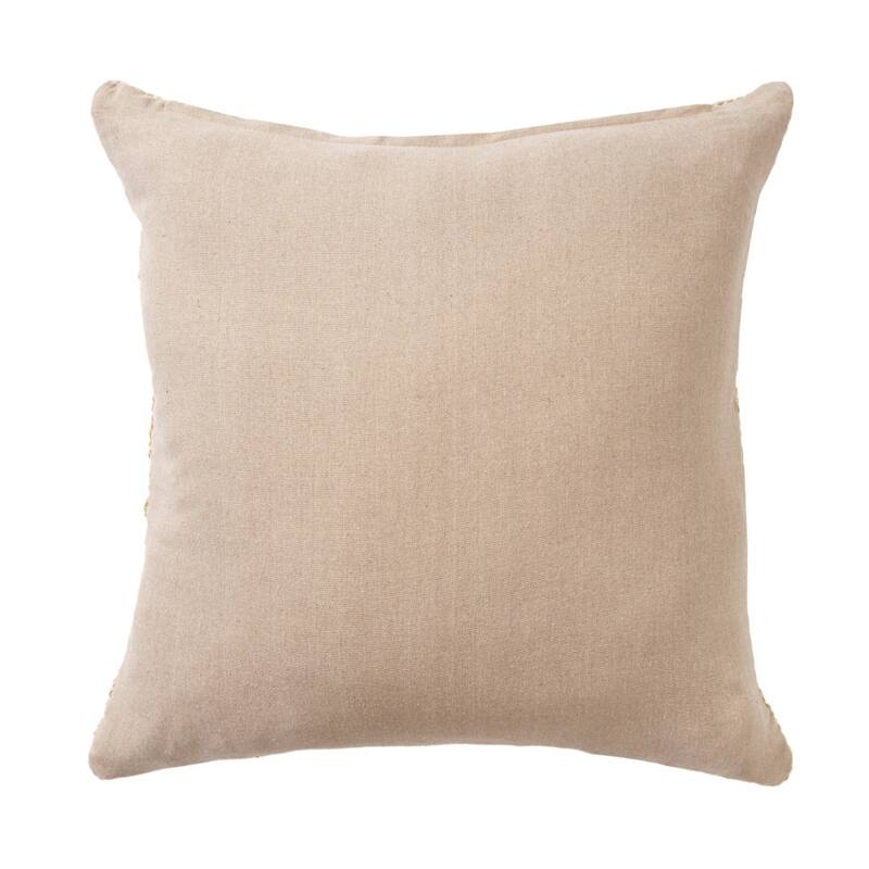 HomeRoots 22" Natural Trellis Jute Throw Pillow With Embroidery