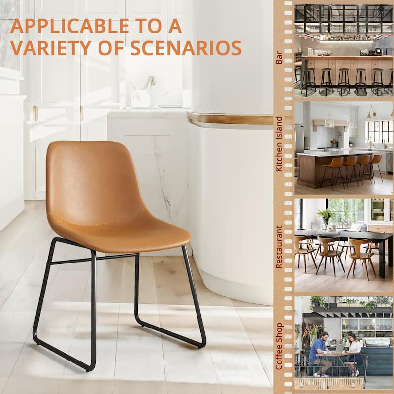 18 in. Modern Faux Leather Upholstered Kitchen Dining Chairs Set of 4 With Metal Frame - 22.83 in.W x 20.28 in.D x 31.89 in.H