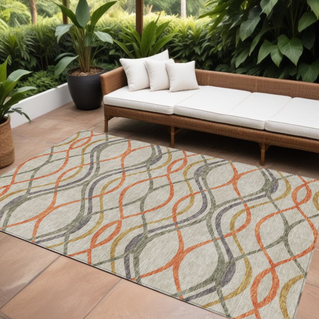 HomeRoots Abstract Transitional Rectangle Outdoor Rug