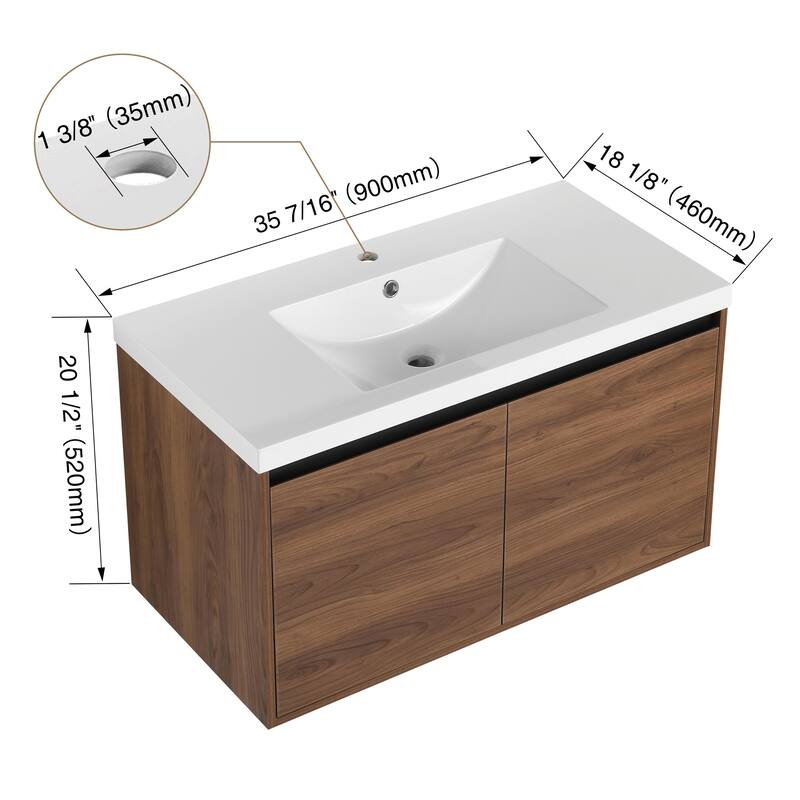 BNK 16"/20"/24"/30"/36" Single Sink Bathroom Vanity with Soft Close Door and Shelf