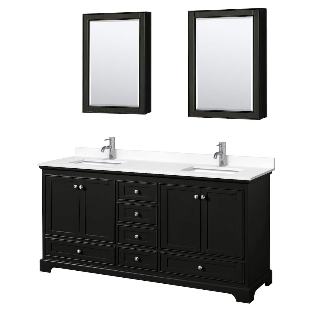 Deborah 72-inch Double Vanity, Cultured Marble Top, Medicine Cabinets