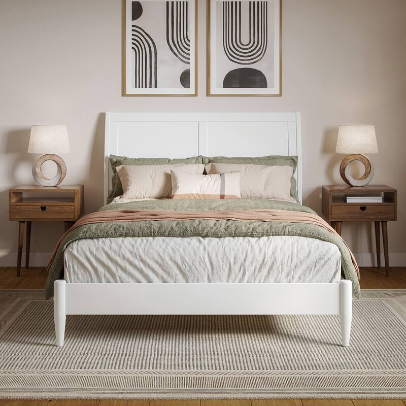 Valencia Solid Wood Low Profile Sleigh Platform Bed