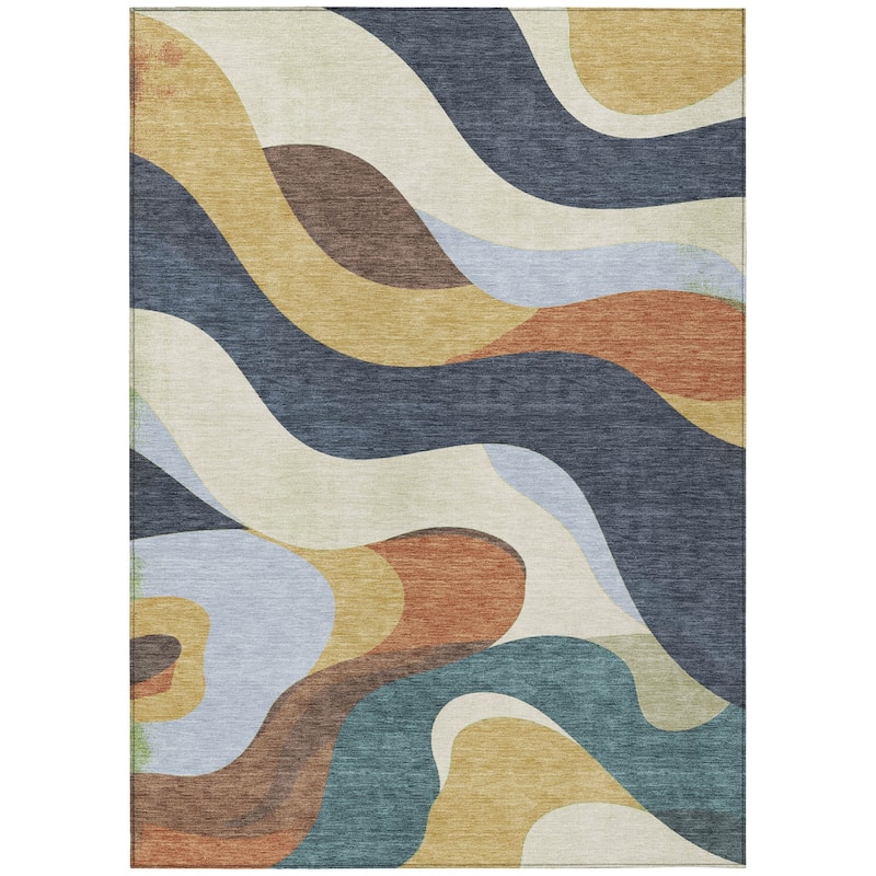 Machine Washable Indoor/Outdoor Casual Contemporary Chantille Rug