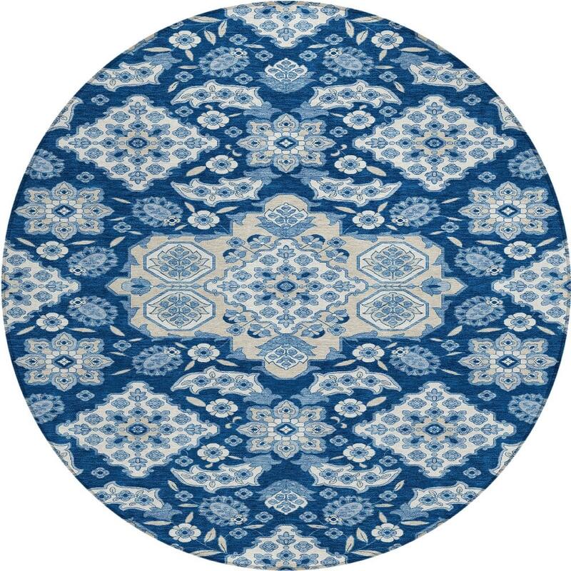 HomeRoots Medallion Traditional Rectangle Outdoor Rug