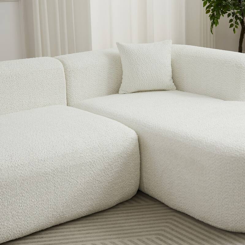 109.4" L-Shaped Chenille Boneless Sectional Sofa with Two Throw Pillows