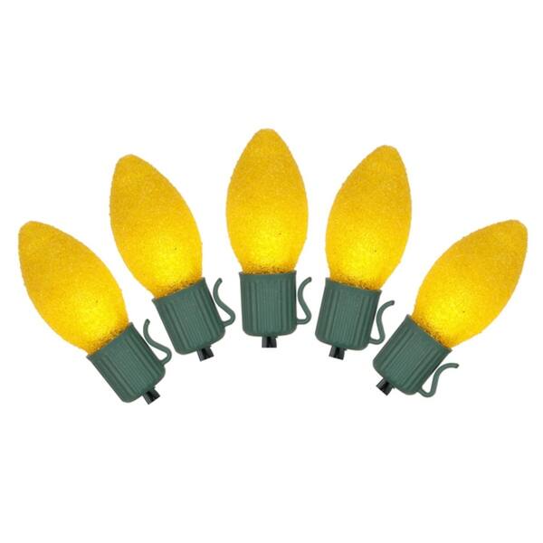 Set of 10 Battery Operated Sugared Yellow LED C7 Christmas Lights
