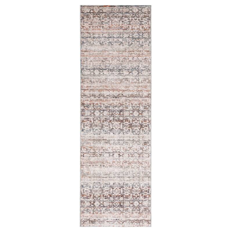 SAFAVIEH Limitee Harumi Vintage Fringe Rug - 2'6" x 8' Runner - Grey/Beige