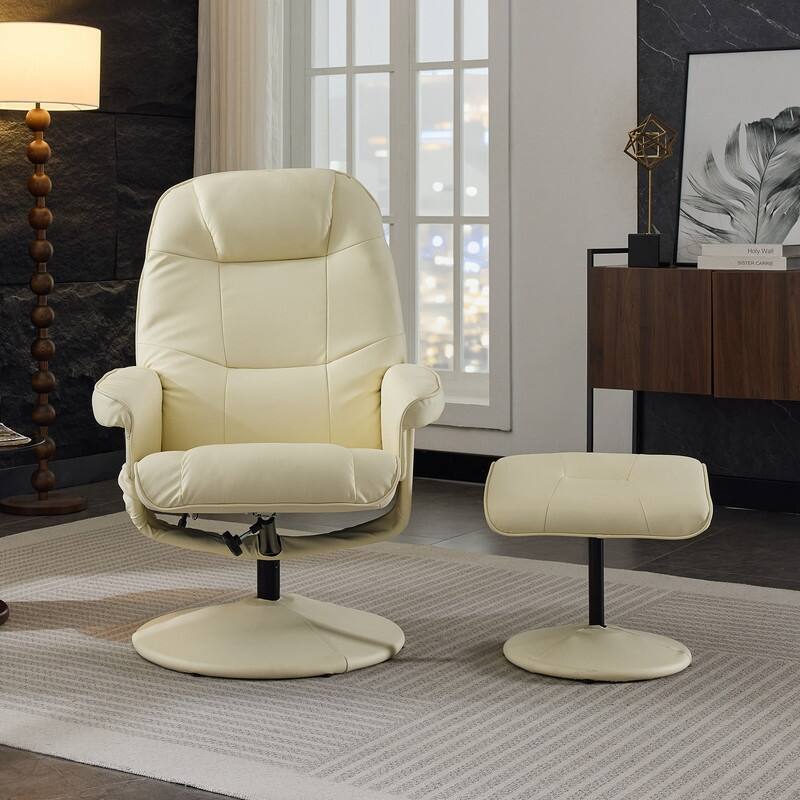360°Swivel PU Leather Reclining Chair with Wrapped Base