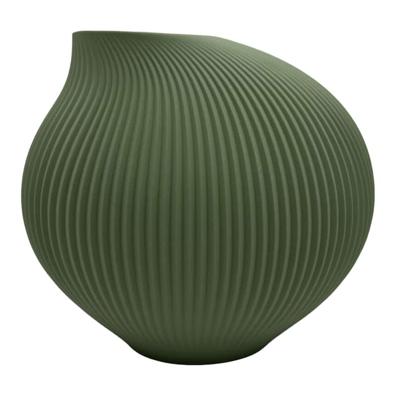 7 Inch Wide Modern Ceramic Vase for Flowers - Green
