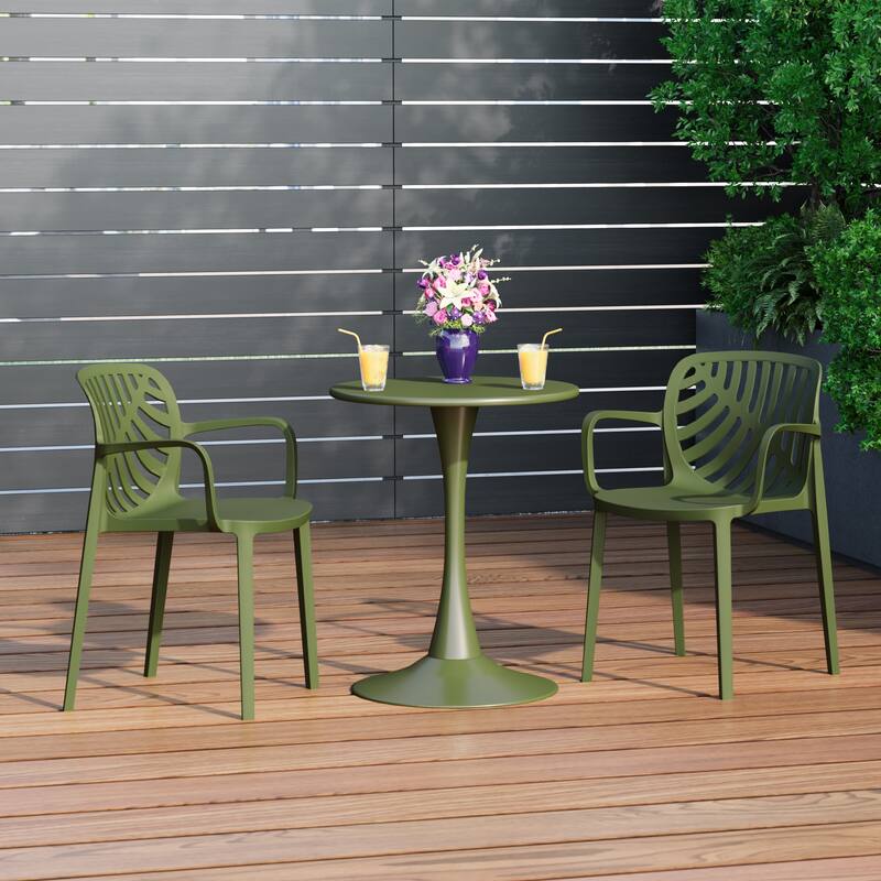 Frond and Form Outdoor Patio Stacking Dining Armchair (Set of 2)