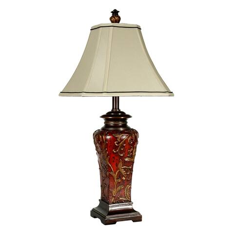 StyleCraft Zoey Crimson Table Lamp - Cream Fabric Shade