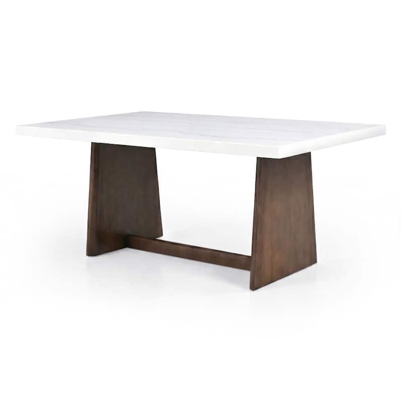 Furniture of America Wayley Modern Solid Wood Genuine Marble Top Dining Table - Brown