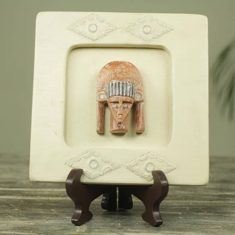 Novica Handmade Serene Pharaoh' African Wood Mask Box