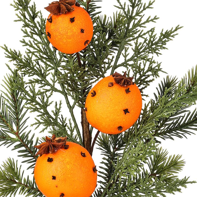 18" Evergreen With Orange Clove Pick