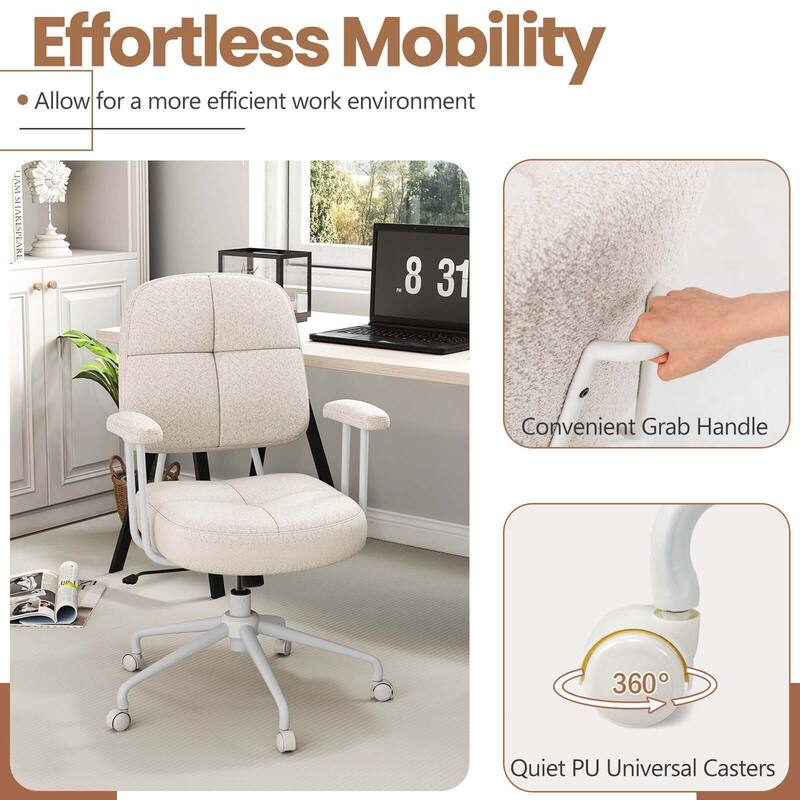 Costway Home Office Chair Leathaire Upholstered Task Chair with - See Details
