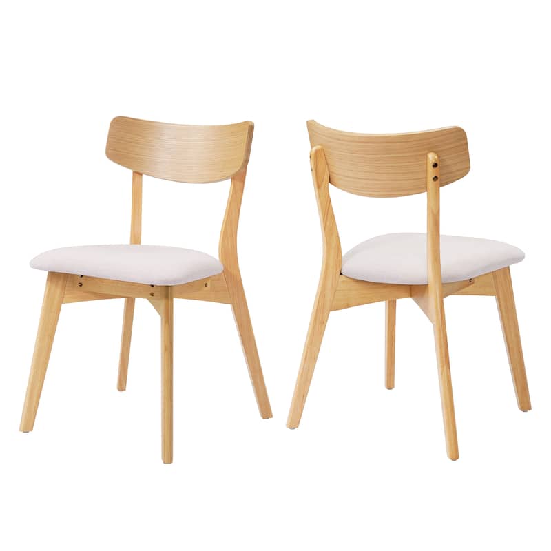 Chazz Mid-Century Modern Upholstered Rubberwood Dining Chairs (Set of 2/4) by Christopher Knight Home