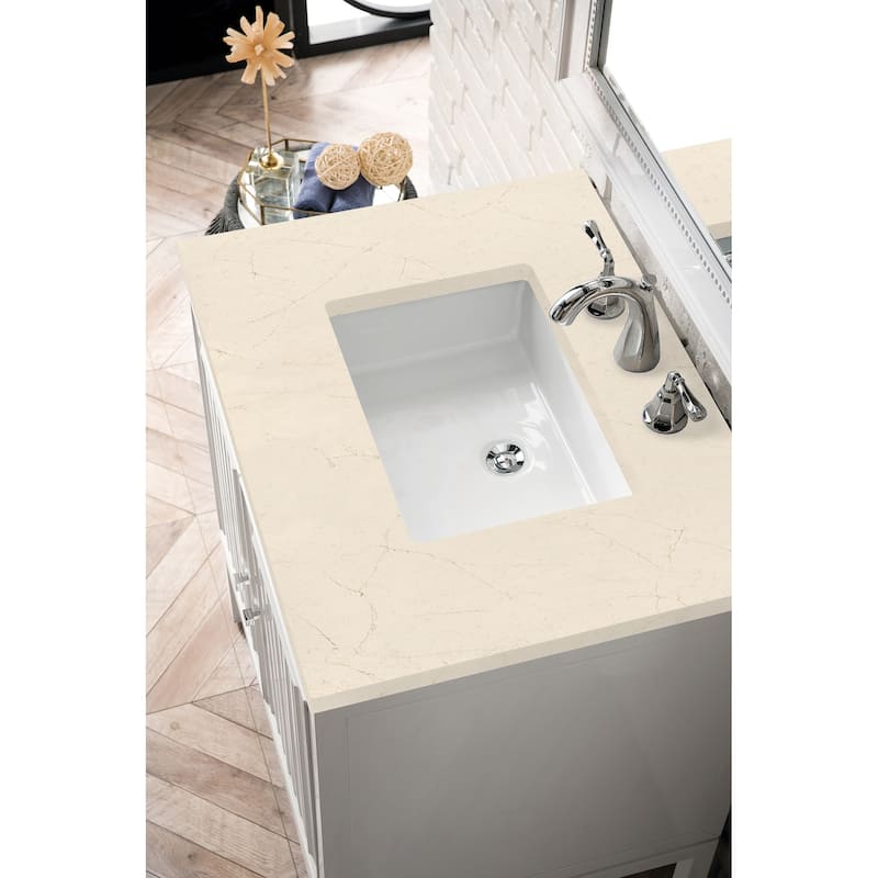 James Martin Vanities Athens 30" Single Vanity Cabinet, Glossy White - Eternal Marfil Quartz