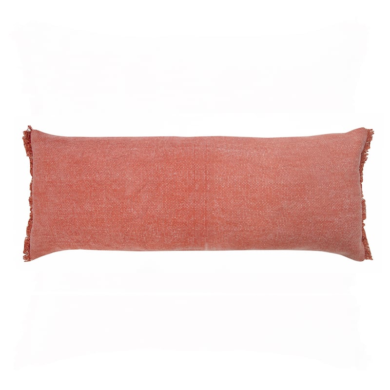 Sevita Light Pink Solid Stonewash Throw Pillow with Fringe