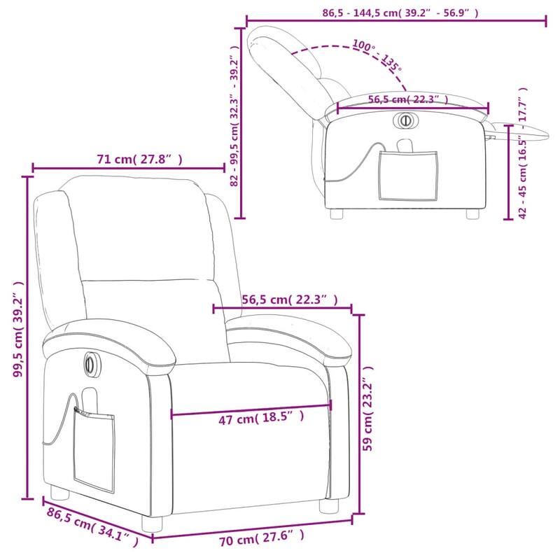 vidaXL Massage Recliner Chair Wingback Reclining Armchair for Elderly Velvet