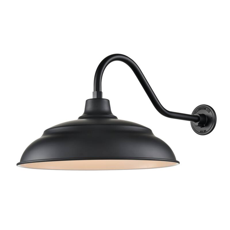 R Series 1-Light Aluminum Warehouse Shade Satin Black - Satin Black